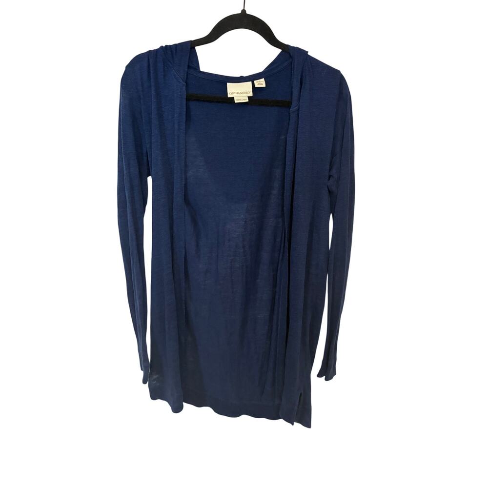 Cynthia Rowley Navy Linen Cardigan Lightweight Open Front Long Sleeve Women’s XS